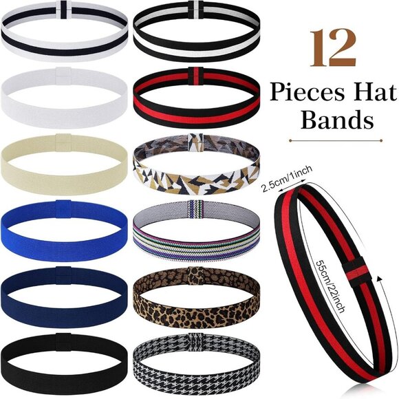 Stretchable Cowboy Hat Bands 12 pcs Straw Accessories for Women Men